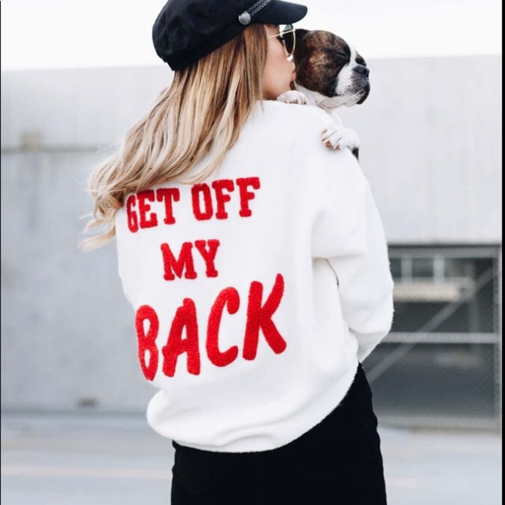HM “Get off my back” sweater